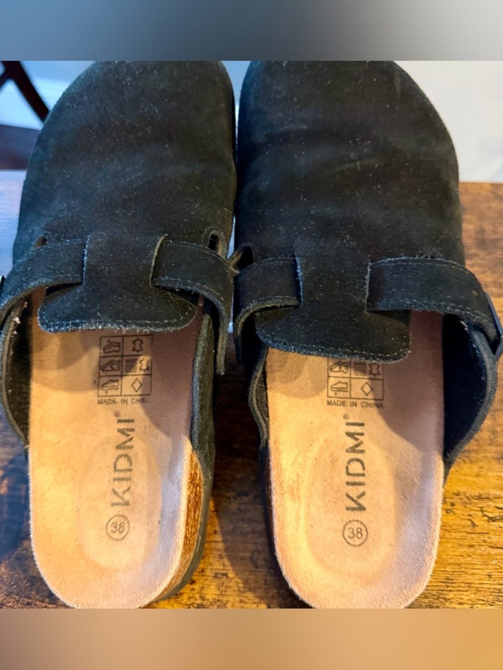 Kidmi Black Suede Slip-On Clog Mules